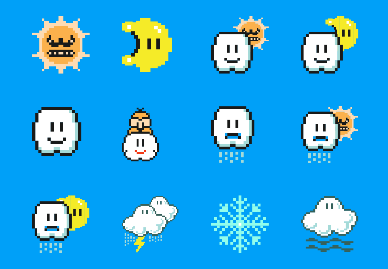 8-Bit Weather App weather icons set